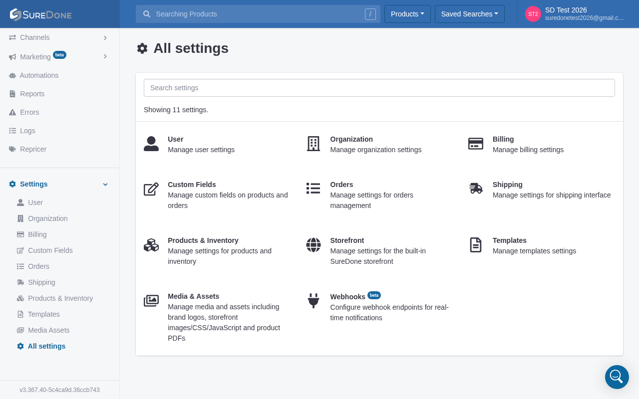 Settings General page showing the Product Permissions toggle